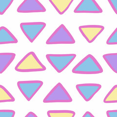 Free hand line triangle background, seamless pattern, pop multicolor