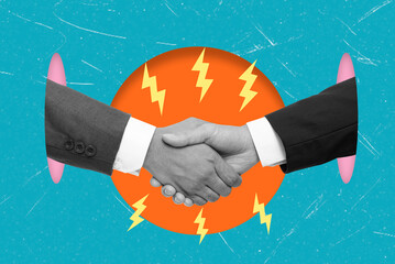 A handshake of businessmen. Modern design with a positive context.