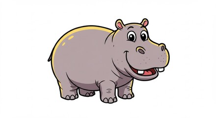 Obraz premium Happy Hippopotamus adorable cartoon illustration perfect for kids projects and designs cheerful big smile