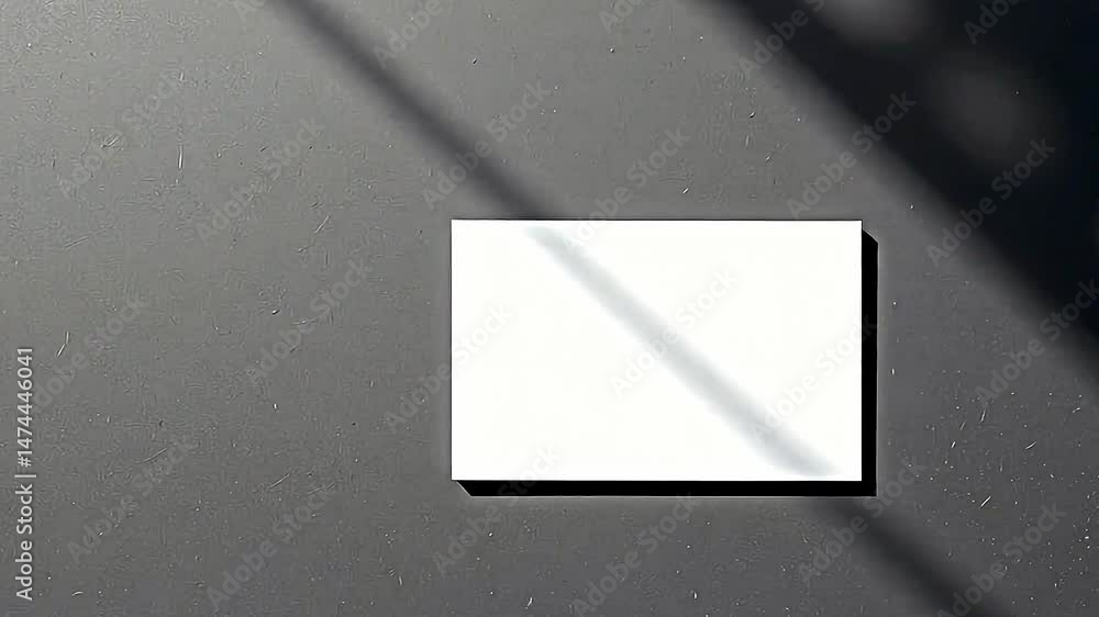 Aufkleber minimalist scene white rectangular object likely card piece of paper placed dark textured surface. o
