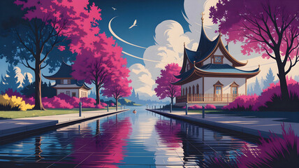old Japanese style town