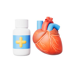 3d rendering medical heart and medicine in white background