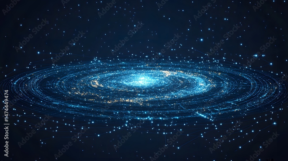 Aufkleber stylized spiral galaxy against a starry expanse. blue and yellow lights create captivating visual co