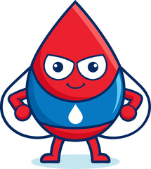 A brave superhero blood drop standing with strength and courage for global fight against blood cancer  