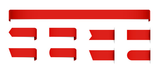 Bookmark red ribbons vector collection. Red ribbon bookmarks