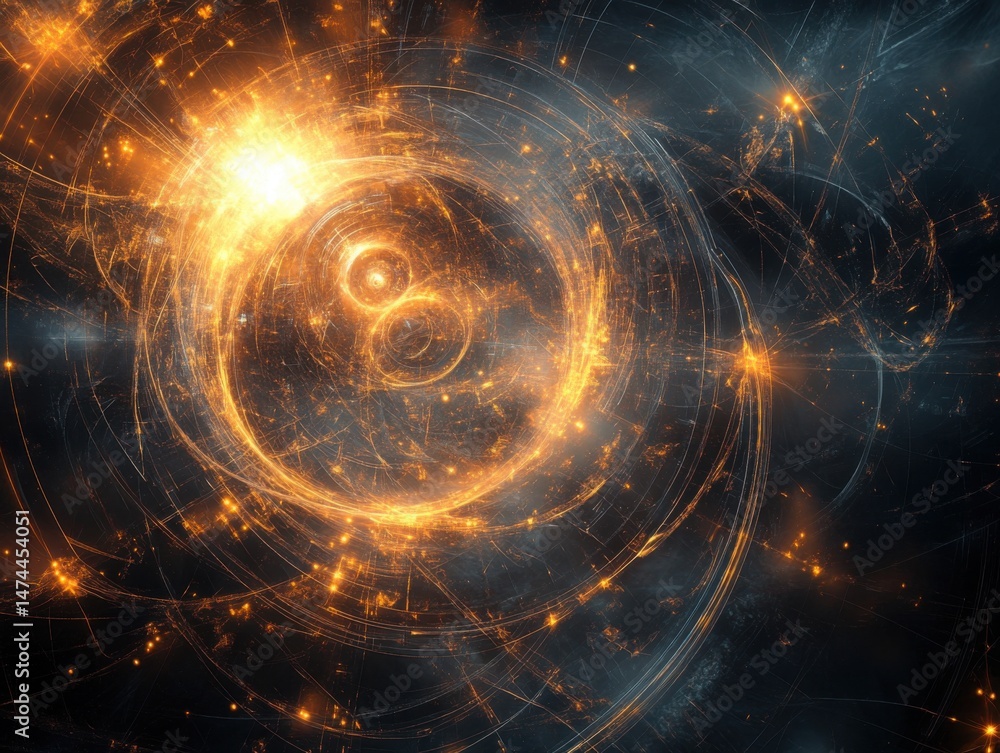 Canvas Prints abstract cosmic explosion of golden light in deep space with swirling energy and star clusters