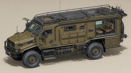 Detailed illustration of an armored military vehicle on a neutral background