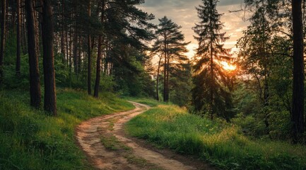 Obraz premium Sunlit Forest Path