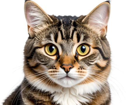 Cat Portrait: Stunning Fur, Transparent Background