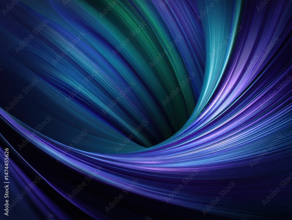 Poster abstract flowing lines background in blue green and purple hues dynamic movement and smooth gradient