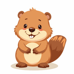 Obraz premium Cute Baby Beaver Character Illustration for Children's Content, Educational Materials, Animal Themes, and Creative Design Projects