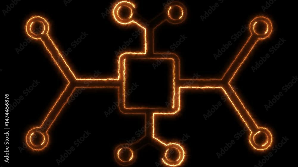 Poster computer processor icon, simple logotype cpu icon background 4k animation. motherboard digital chip.