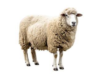 Obraz premium Fluffy Sheep Stands, Transparent Background