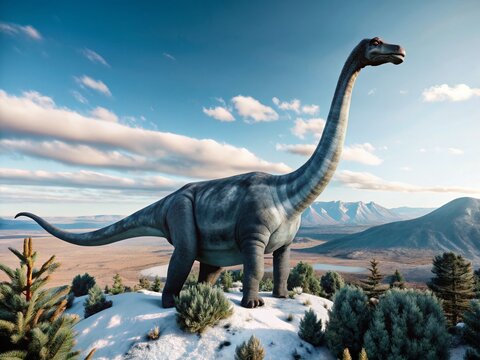 Aerial View of Patagotitan Mayorum Dinosaur in Lower Cretaceous Patagonia, Argentina