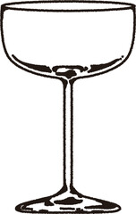 線画のシャンパングラスのイラスト