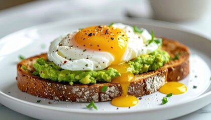 Delicious and healthy breakfast, avocado eggs on plate for nutritious morning