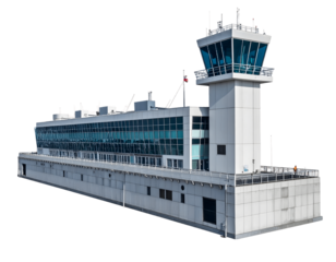 Airport Control Tower: Modern Design, Transparent Background