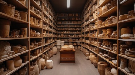 Ancient pottery collection in a museum