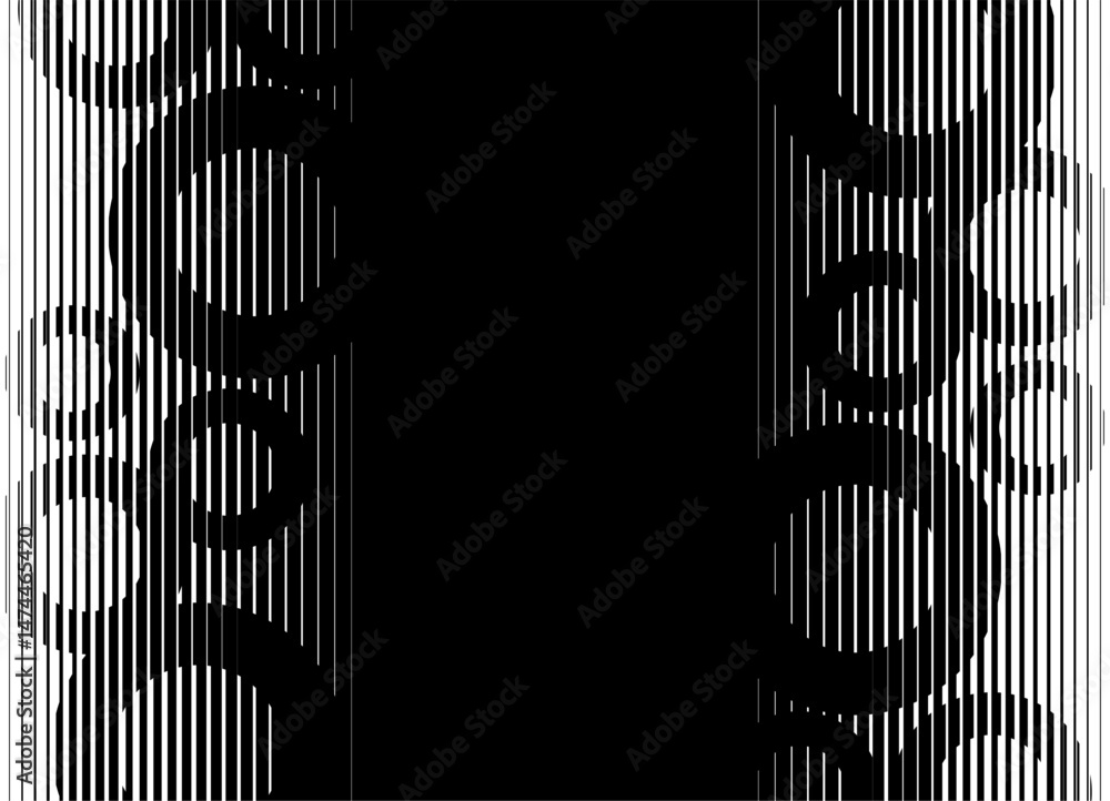 Poster abstract rings. striped black and white pattern with space for text. vector background of thin lines