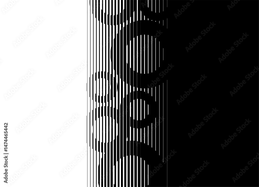 Poster abstract rings. striped black and white pattern with place for text. vector background from lines. t