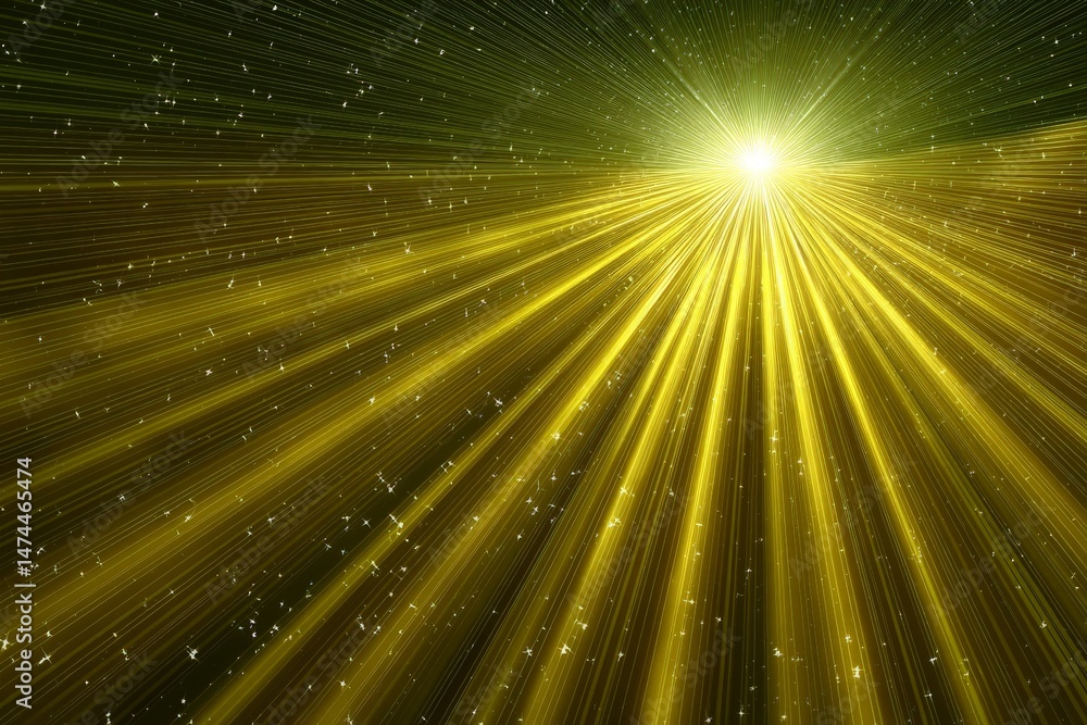 Poster captivating rays of golden light illuminate the dark sky during an enchanting evening