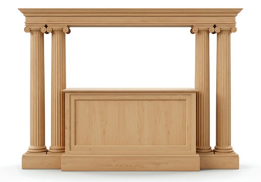 Wooden structure with columns and rectangular counter