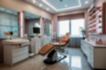 blurry beauty clinic, interior of beauty equipment in clinic with modern theme, bright lighting, blurry beauty clinic wallpaper, facial skin.