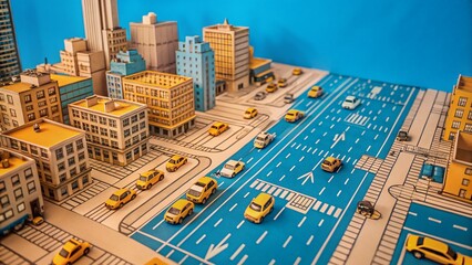 Obraz premium Black and White City Intersection Sketch - Macro Photography