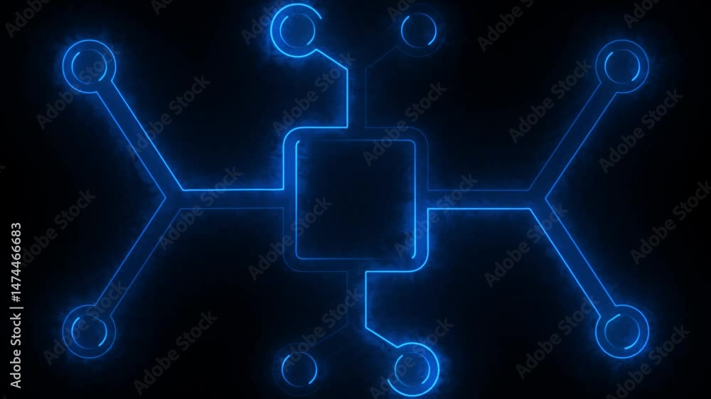 Poster computer processor icon, simple logotype cpu icon background 4k animation. motherboard digital chip.