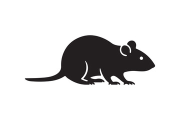 Obraz premium A simple black silhouette of a rat in side view, minimal vector style