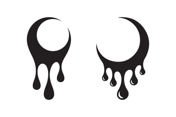 Abstract Black Dripping Crescent Moon Vector 2