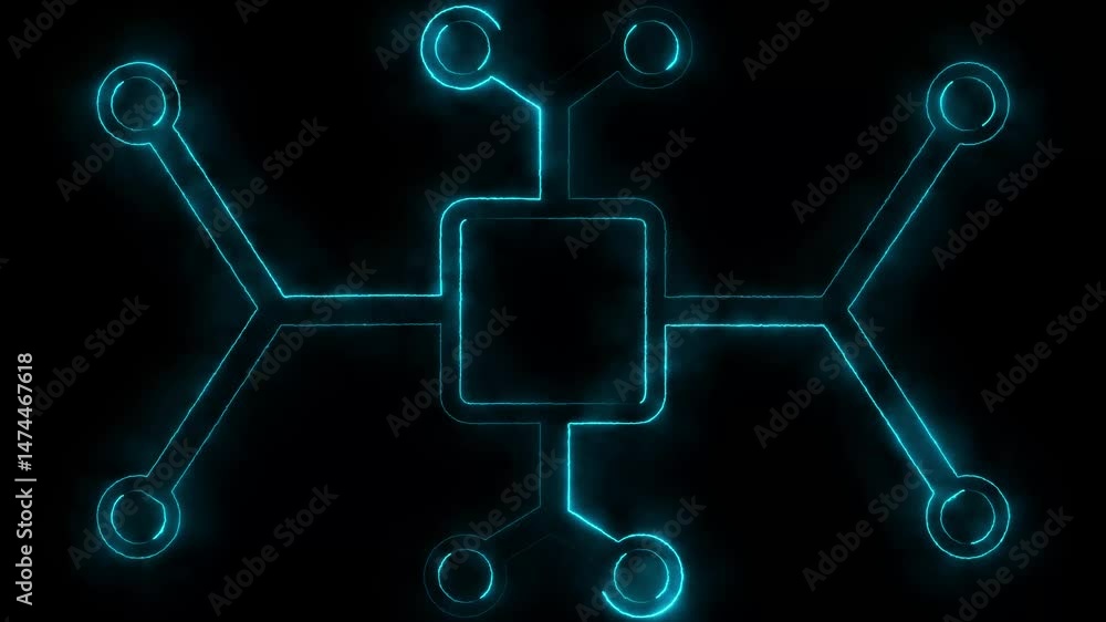 Poster computer processor icon, simple logotype cpu icon background 4k animation. motherboard digital chip.