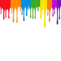 Rainbow Paint Dripping Illustration on White Background for Creative Projects