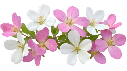 Fototapeta premium Elegant pink and white Twinspur flowers on a PNG transparent background