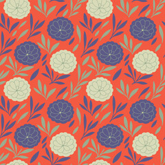 Autumn Leaves and Berries Seamless Pattern
