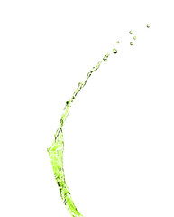 Splash of green water in air on white background