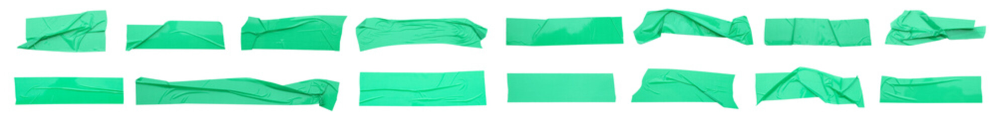 Adhesive tape pieces isolated on white, set