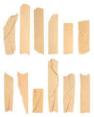 Adhesive tape pieces isolated on white, set