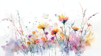An Inspiring Watercolor Painting Capturing the Essence of a Wildflower Meadow for Environmental Sustainability