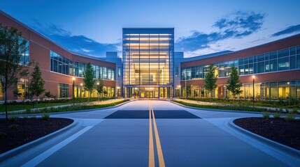Obraz premium Modern office building at twilight