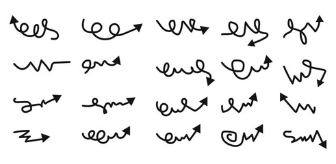 Obraz premium curved arrows collection, arrow set vector element design, curved line, wavy curved line 