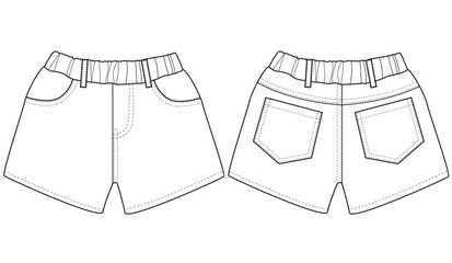 baby Girls denim shorts flat pant vector illustration