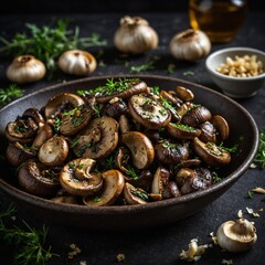 Fototapeta premium mushrooms with herbs