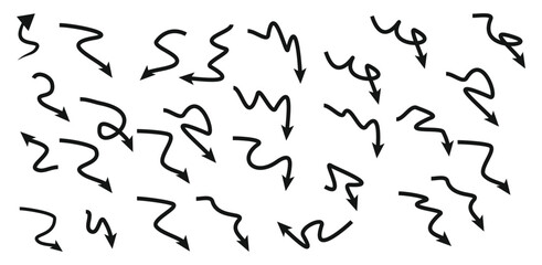 curved arrows collection, arrow set vector element design, curved line, wavy curved line 