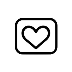 Minimal heart icon inside rectangular rounded frame in black and white representing love, emotion, or social media