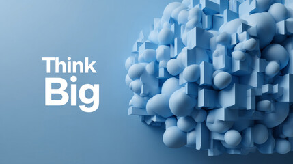 Fototapeta premium An engaging blue office background featuring a cluster of abstract shapes, including spheres and cubes