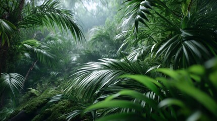 Obraz premium Exploring the Beauty of a Vibrant Jungle Filled with Lush Greenery and Trees