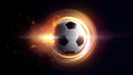 Naklejka premium Dynamic Soccer Ball with Fiery Energy Trail