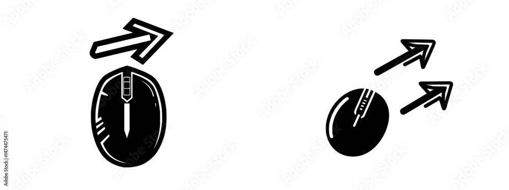 Poster a flat icon representing a computer mouse cursor arrow for use on apps and websites