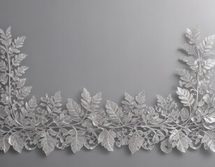 Intricate silver leaf lace border, shimmering; elegant botanical design , metallic, silver, design